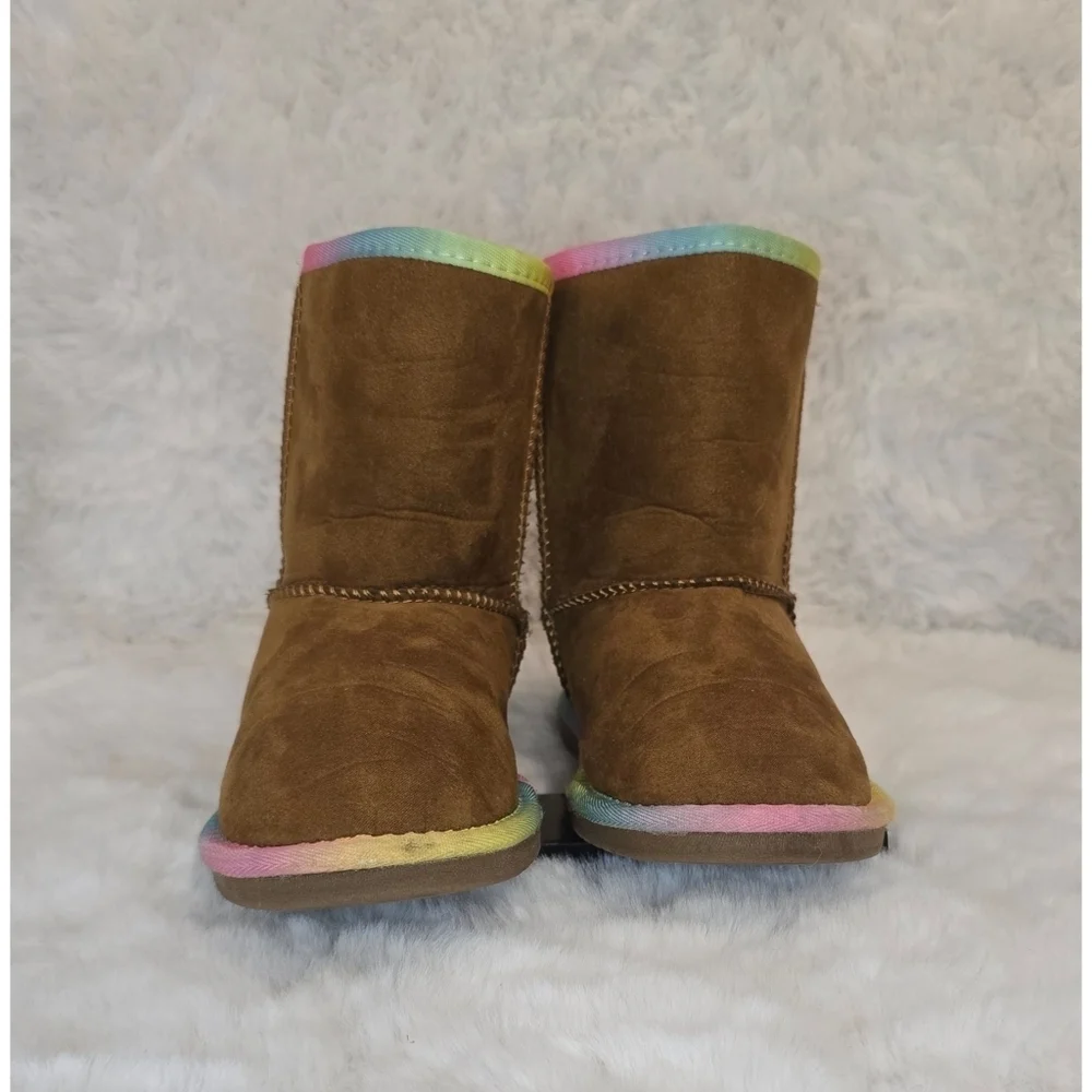 Sugar Girls Boots – Size 1 – Brown with Rainbow Trim